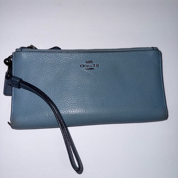 Coach Sky Blue Leather Wristlet - Picture 10 of 10